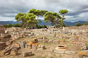 Roman Town Prints: The Roman archaeological site of Nora, Pula, Cagliari, South Sardinia, Italy