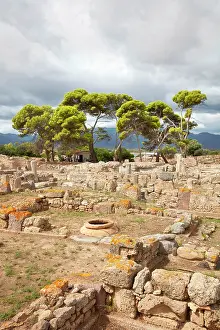 Roman Town Prints: The Roman archaeological site of Nora, Pula, Cagliari, South Sardinia, Italy