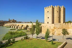 Images Dated 12th June 2018: The Roman bridge of Cordoba With Mezquita and River Gaudalquivir, Torre de la Calahorra