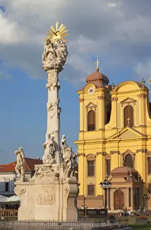 Roman Catholic Cathedral and Trinity Column in Piata Unirii, Timisoara, Banat, Romania