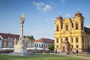 Roman Catholic Cathedral and Trinity Column in Piata Unirii, Timisoara, Banat, Romania