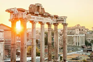 Ancient Monument Prints: The Roman Forums (Imperial Fora) at sunrise. Rome, Lazio, Italy