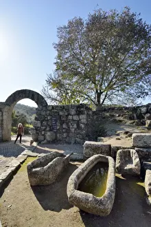 Roman Ruins Prints: The roman, medieval walls and stone tombs in the historic village of Idanha a Velha