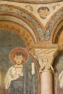 Romanesque Frescos, Cathedral St-Lizier, St-Lizier, Ariege, Midi Pyrenees, France