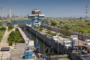 Black Sea Prints: Romania, Black Sea Coast, Navodari, Midia-Navodari Locks on the Black Sea Canal