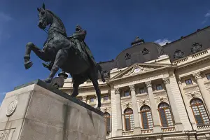 Bucharest Prints: Romania, Bucharest, Piata George Enescu Square and King Carol I University