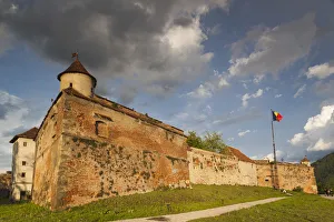 Structures Prints: Romania, Transylvania, Brasov, Brasov Citadel, sunset