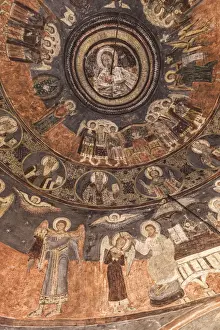 18th Century Prints: Romania, Transylvania, Sibiel, 18th century town church, ceiling frescoes