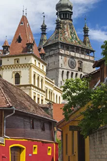Images Dated 30th January 2015: Romania, Transylvania, Sighisoara, clock tower, built in 1280, daytime