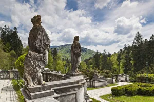 Skiing Prints: Romania, Transylvania, Sinaia, Peles Castle, built 1875-1914, statues