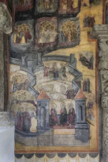 Romania, Transylvania, Sinaia, Sinaia Monastery, small church, exterior frescoes Romania, Transylvania, Sinaia, Sinaia Monastery, small church, exterior frescoes