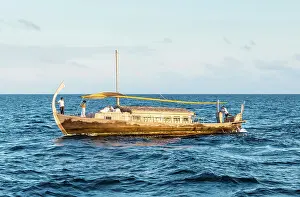 Cruise Prints: A romantic sunset cruise on a traditional Maldivian Dhoni, Baa Atoll, Maldives