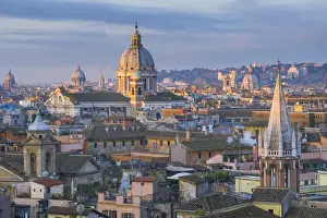 Historic Center Prints: Rome, Lazio, Italy. Basilicas and roofs seen from Pincio hill