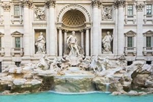 Rome, Lazio, Italy. Details of the Trevi Fountains statues