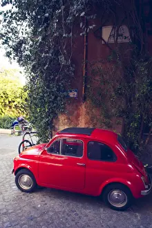 Lifestyle Prints: Rome, Lazio, Italy. Iconic fiats 500 car in Trastevere
