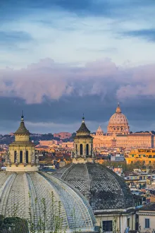 Rome, Lazio, Italy. St Peters Basilica and other cupolas