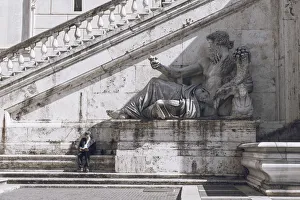 Campidoglio Prints: Rome, Lazio, Italy. Statue at Capitol hill
