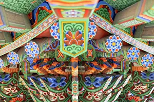 Busan Prints: Detail of roof at Okryeonseonwon Temple, Busan, South Korea