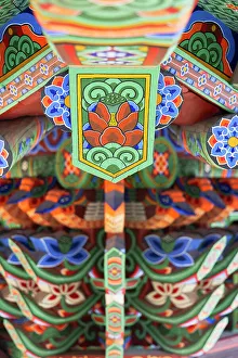 Busan Prints: Detail of roof at Okryeonseonwon Temple, Busan, South Korea
