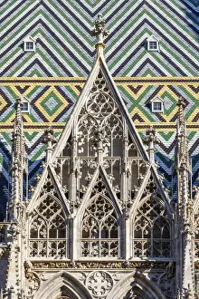 Roof tiles mosaic, St. Stephens Cathedral or Stephansdom, Vienna, Austria