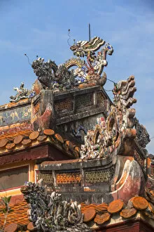 Images Dated 11th June 2014: Detail of roof at Tomb of Minh Mang (UNESCO World Heritage Site), Hue, Thua Thien-Hue