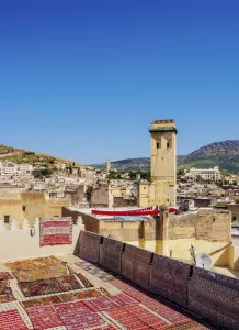 Fez Meknes Region Prints: Rooftop Terrace in the Old Medina, Fes, Fez-Meknes Region, Morocco