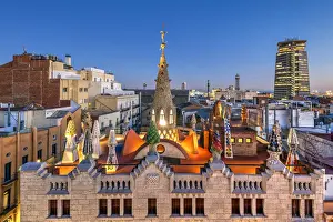 Rooftop terrace of Palau Guell mansion designed by architect Antoni Gaudi, Barcelona