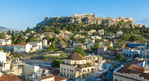 Market Collection: Rooftop view of the Parthenon and Monastiraki Square in Athens, Greece