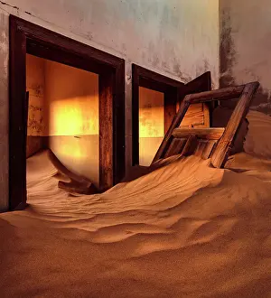 Luderitz Prints: Rooms full of sand in abandoned diamond mining town of Kolmanskop