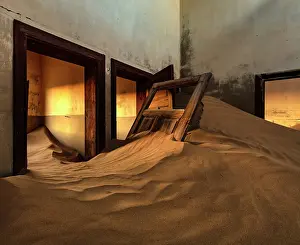 Luderitz Prints: Rooms full of sand in abandoned diamond mining town of Kolmanskop