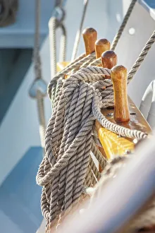 Bodden Prints: Detail of the ropes on the windjammer in the Bodden harbour of Zingst