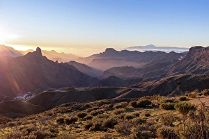 Canary Prints: Roque Bentayga and Tejeda village, Gran Canaria, Canary Islands, Spain