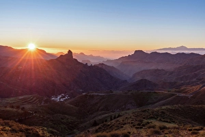 Canary Prints: Roque Bentayga and Tejeda village, Gran Canaria, Canary Islands, Spain