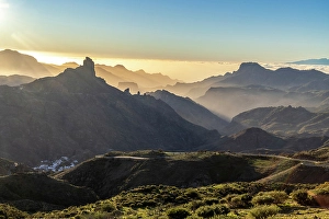 Canary Prints: Roque Bentayga and Tejeda village, Gran Canaria, Canary Islands, Spain