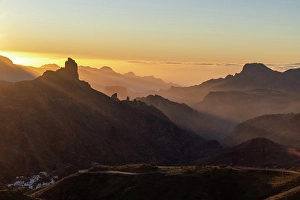 Canary Prints: Roque Bentayga and Tejeda village, Gran Canaria, Canary Islands, Spain