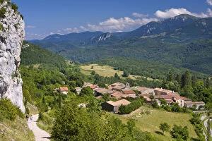 Images Dated 4th March 2009: Roquefixade looking towards Montsegur, Ariege, Midi-Pyrenees, France