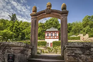 Rose Garden Prints: Rose garden in the Cistercian monastery Eberbach near Kiedrich, Rheingau, Hesse, Germany