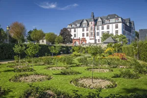 Rose garden in front of the Idstein Castle, Hesse, Germany