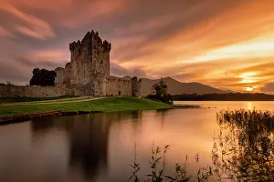 Ross Castle Prints: Ross Castle at Sunset, Lough Leane, Killarney, County Kerry, Ireland