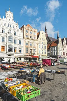 Marktplatz Prints: Rostock, Mecklenburg-Western Pomerania, Germany. Neuer Markt (New Market Square)