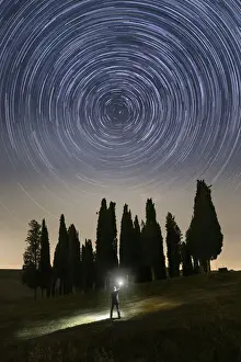 Icon Prints: The rotation of the stars around Polaris, near the iconic Cypresses of San Quirico d