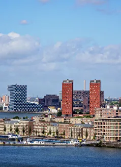 Nieuwe Maas Prints: Rotterdam Skyline, elevated view, South Holland, The Netherlands