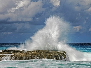 Natural Landscapes Prints: Rough ocean conditions along the ironshore of Grand Cayman