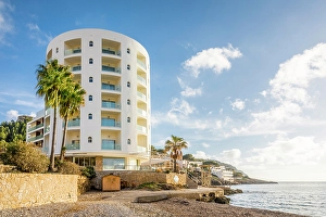 Round Prints: The round hotel of Sant Elm, Mallorca, Balearic Islands, Spain
