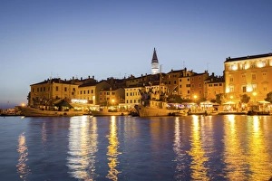 Rovinj - Rovigno, view of the city at dusk, Istria, Adriatic coast, Croatia
