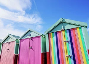 Images Dated 28th November 2022: Row of Colourful Beach Huts, Hove, City of Brighton and Hove, East Sussex, England, United Kingdom