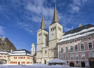Schlossplatz Prints: Royal Berchtesgaden Castle with Collegiate Church and Schlossplatz, Upper Bavaria