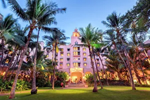 Hawaii Prints: Royal Hawaiian Hotel, Pink Lady, Honolulu, Oahu, Hawaii, USA