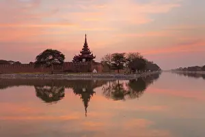 Mandalay Prints: Royal Palace at, dawn, Mandalay, Myanmar (Burma), Asia