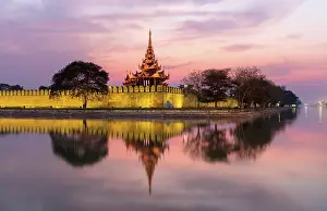 Royal Palace Prints: Royal Palace at dawn, Mandalay, Myanmar (Burma), Asia